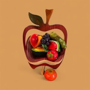 Wooden Apple Shaped Fruit Basket